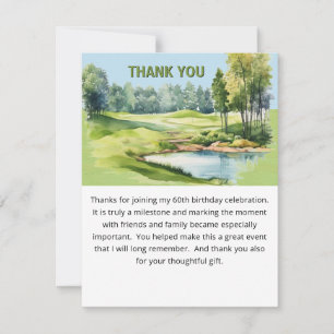 Carte De Remerciements Thème golf paysager aquarelle 60e anniversaire à p