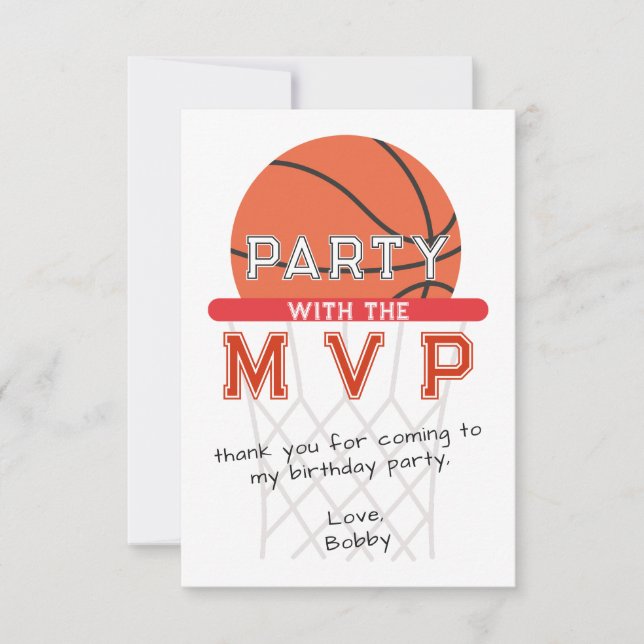 Carte De Remerciements Thème Jumpman Sports Basket Anniversaire Tout Âge (Devant)