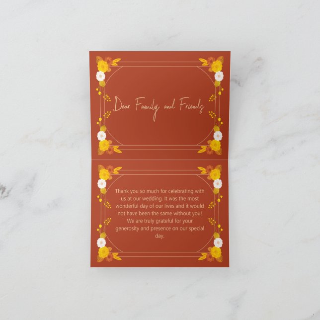 Carte De Remerciements Thème Mariage classique (Intérieur)