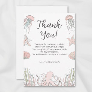 Carte De Remerciements Thème Océanique et Littoral pour Baby Shower Adora