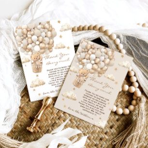 Carte De Remerciements Thème ours à peine attendre la baby shower Gold