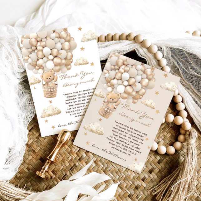 Carte De Remerciements Thème Ours Bearly Wait Gold Baby shower (Créateur téléchargé)