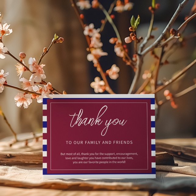 Carte De Remerciements Thème Royal Red et Blue Mariage (Thank your guests for attending your wedding in a royal way.)