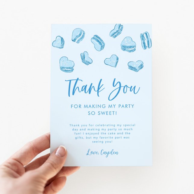 Carte De Remerciements Thème Saint Valentin Coeurs Bleus Fête d'anniversa (Créateur téléchargé)