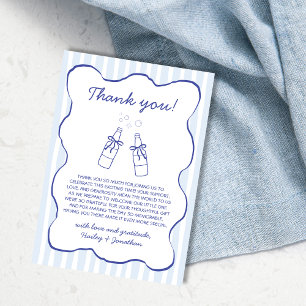 Carte De Remerciements Thème Soda Bleu Baby Shower Dessiné à la Main