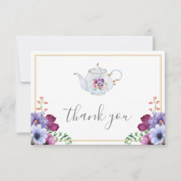 Carte De Remerciements Thème Vintage Time For Tea Floral pour une Baby Sh
