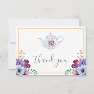 Carte De Remerciements Thème Vintage Time For Tea Floral pour une Baby Sh