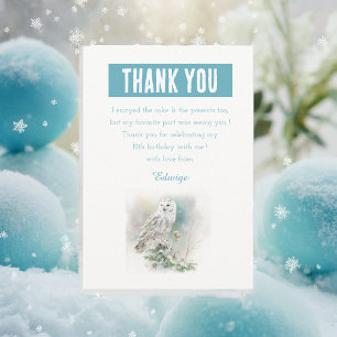 Carte De Remerciements Thèmes d'hiver Chouette aquarelle - Anniversaire 