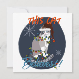 Carte De Remerciements This Cat Believes Holiday Card