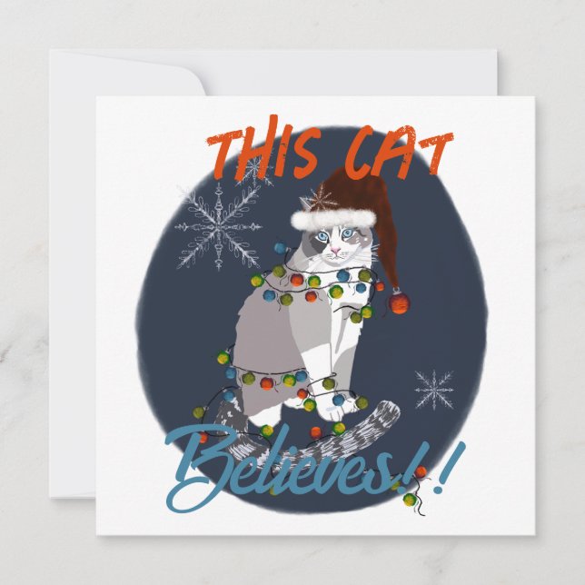 Carte De Remerciements This Cat Believes Holiday Card (Devant)