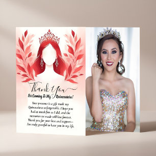 Carte De Remerciements Tiara Black Lace Rouge Quinceanera
