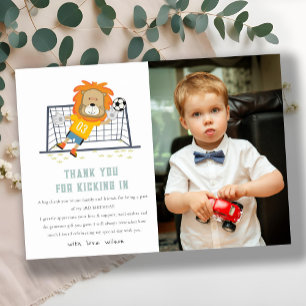 Carte De Remerciements Ticker Lion Goalkeeper Soccer Photo Anniversaire