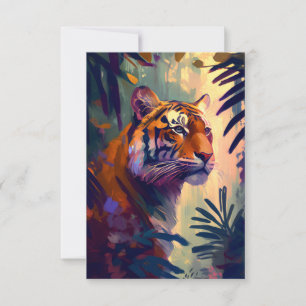 Carte De Remerciements Tiger Animal Portrait Peinture Faune À L'Extérieur
