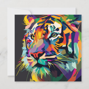 Carte De Remerciements Tiger visage pop art