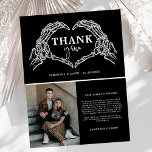 Carte De Remerciements Till Death Do Us Party Gothic mariage Photo<br><div class="desc">Till Death Do Us Party Gothic Photo Halloween mariage Squelette mains amour coeur noir et blanc message pour plus de personnalisation</div>