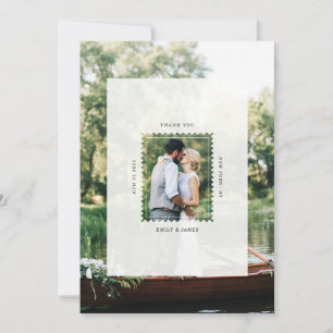 Carte De Remerciements Timbre moderne de mariage remerciement photo 