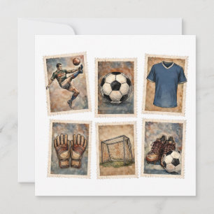 Carte De Remerciements Timbres de football vintage Collection de football