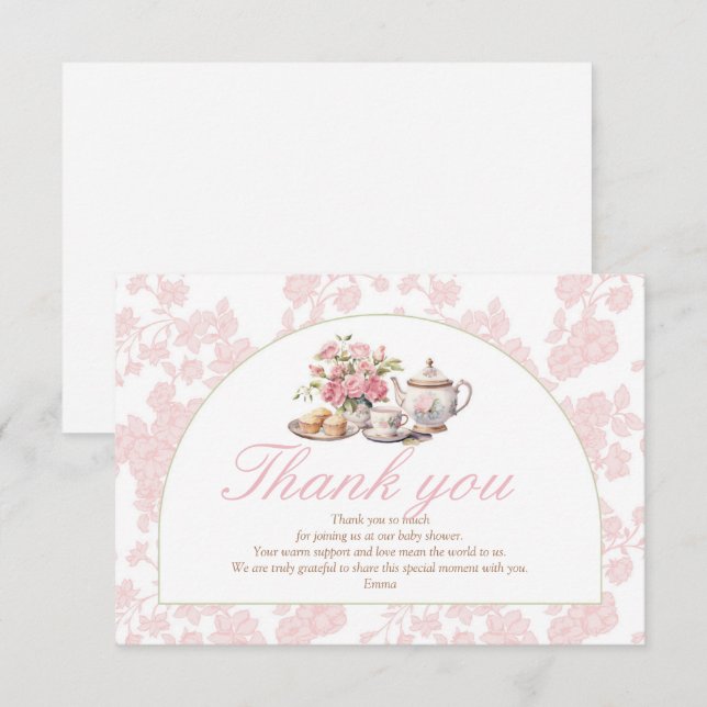 Carte De Remerciements Time for Tea Baby Shower Thank You (Devant / Derrière)