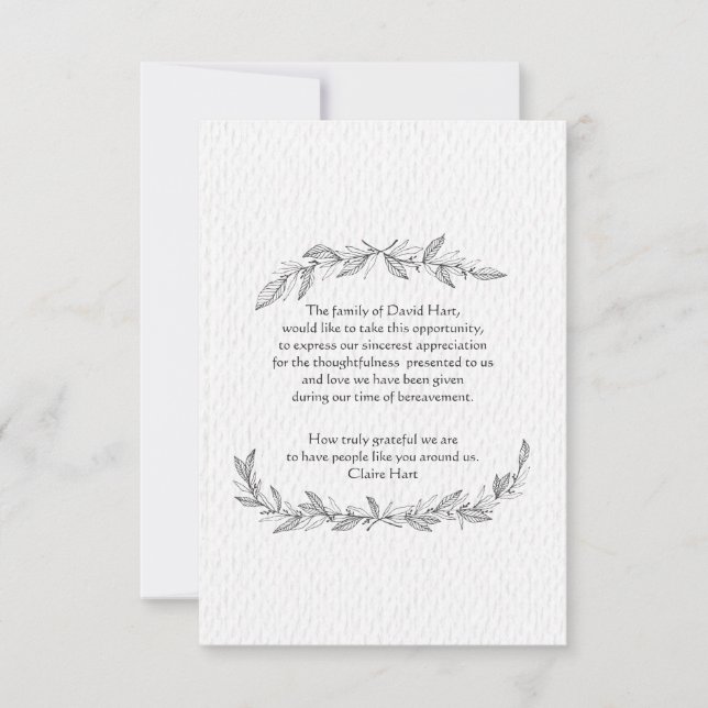 Carte de remerciements tiré par la main de perte (Devant)