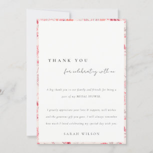 Carte De Remerciements Tirée moderne rose safran typographie Baby Shower
