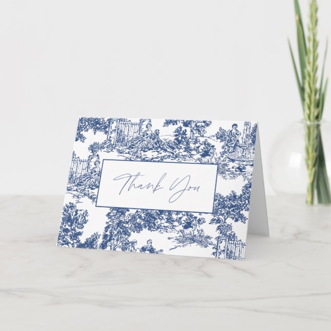 Carte de remerciements Toile Bleu (Devant)