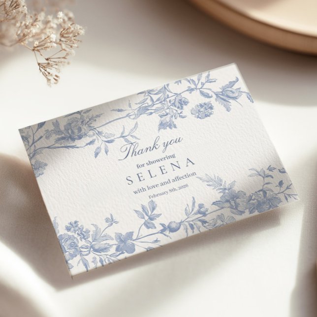 Carte de remerciements Toile Bleu | Fête des marié (Créateur téléchargé)