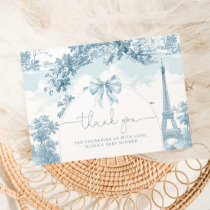 Carte De Remerciements Toile de Jouy baby shower bébe française