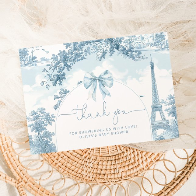 Carte De Remerciements Toile de Jouy baby shower bébe française (Créateur téléchargé)