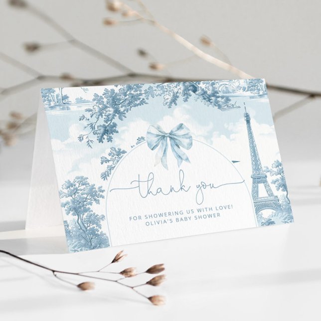 Carte De Remerciements Toile de Jouy baby shower bébe française (Créateur téléchargé)