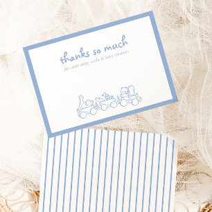 Carte De Remerciements Toile De Jouy Baby shower Bleu Bleu Whimsical