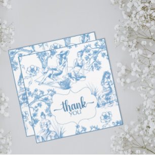 Carte De Remerciements Toile de Jouy bleue et blanche pour un mariage