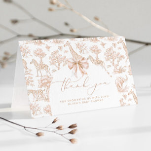 Carte De Remerciements Toile de Jouy Safari animaux Boho Baby shower