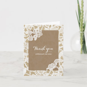 Carte De Remerciements Toile de jute & dentelle florale blanche Mariage r