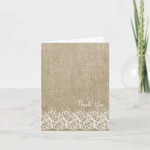 Carte De Remerciements Toile de jute et dentelle de Faux