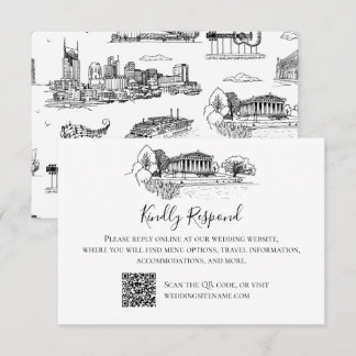 Carte De Remerciements Toile de Nashville Noir et Blanc