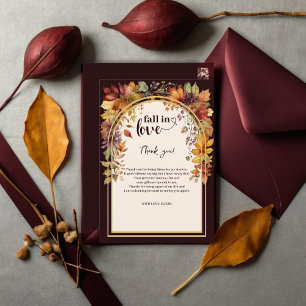 Carte De Remerciements Tomber Amoureux Avec Bébé Automne Feuilles Douche