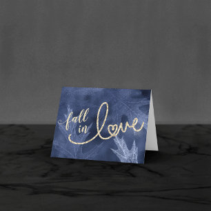 Carte De Remerciements Tomber amoureux de l'automne   Photo Mariage bleu 