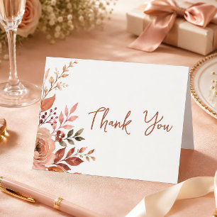 Carte De Remerciements Tomber en amour Floral Rustique Bourgogne Personna
