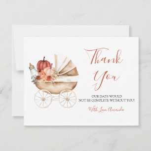 Carte De Remerciements Tombez Amoureux Chariot de Citrouille Floral Baby