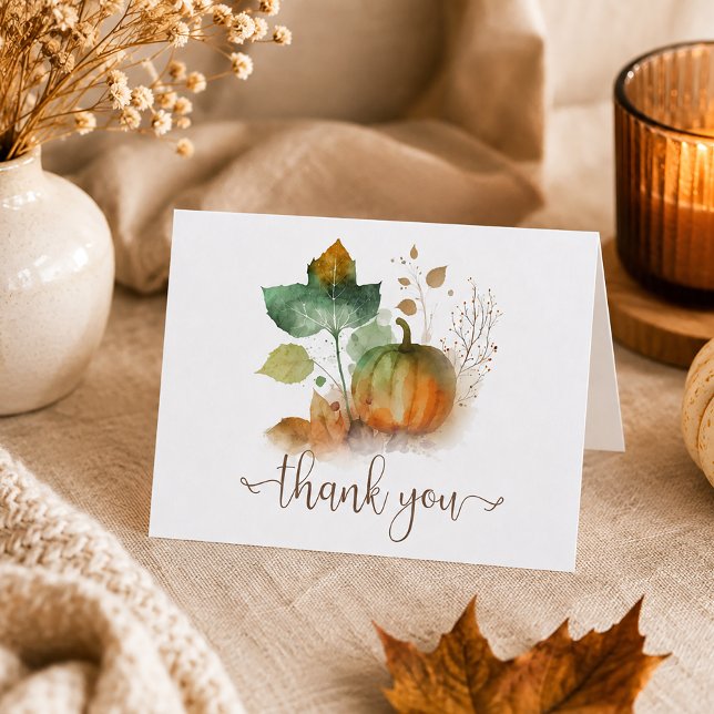Carte De Remerciements Tombez amoureux Citrouille rustique  (A beautiful way to continue your fall theme beyond the event.)