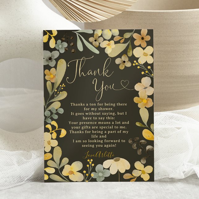 Carte De Remerciements Tombez amoureux de la douche nuptiale bohème flora (Fall in love boho floral autumn chic bridal shower thank you card)