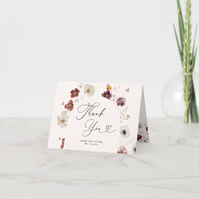 Carte De Remerciements Tombez amoureux de l'arche florale bohème de la do (Devant)