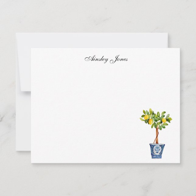 Carte De Remerciements Topiaire d'arbre à citron aquarelle  (Devant)