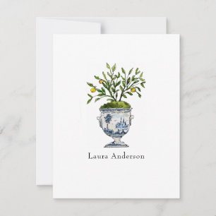 Carte De Remerciements Topiaire d'arbre citronnier à l'aquarelle plat