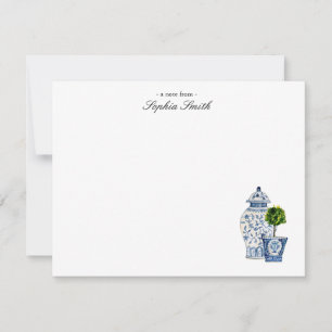 Carte De Remerciements Topiary, Bleu & blanc poterie plate