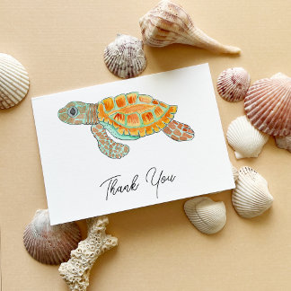 Carte De Remerciements Tortue de mer bébé personnalisable