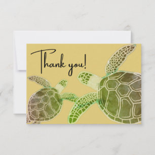 Carte De Remerciements Tortue de mer verte tropicale côtière