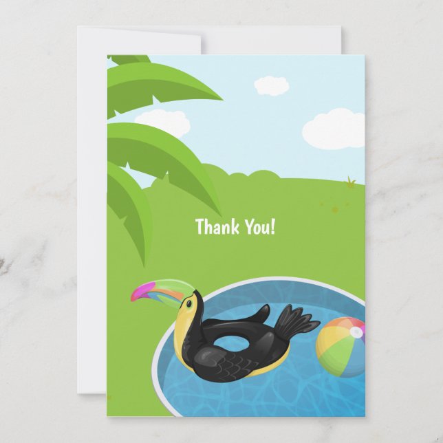 Carte De Remerciements Toucan Bird Floatie Pool Anniversaire (Devant)