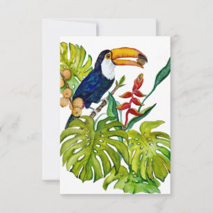 Carte De Remerciements Toucan Coloré Aquarelle Oiseau Tropical