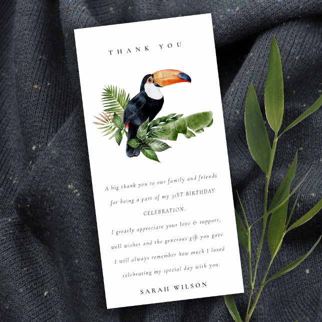 Carte De Remerciements Toucan de la faune de la forêt tropicale humide An (Créateur téléchargé)